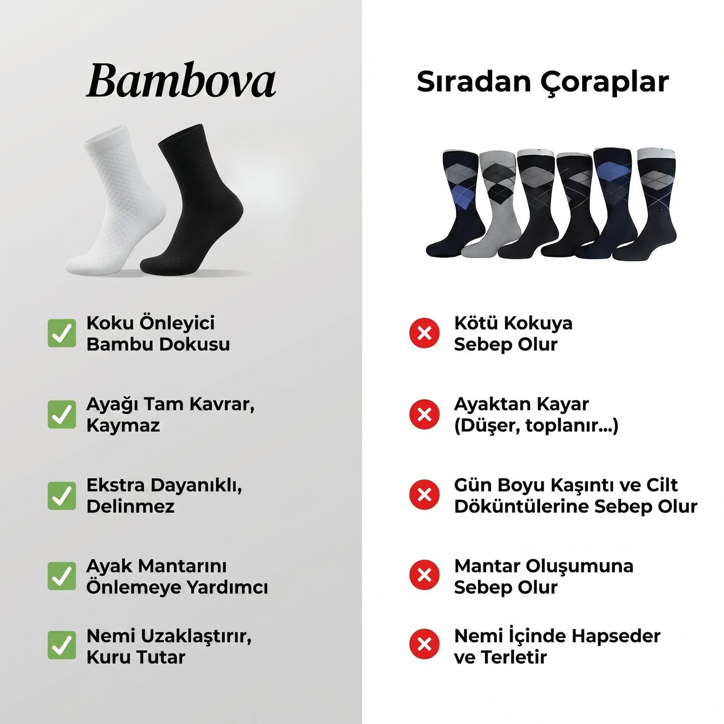 Bambova Antibakteriyel Bambu Çorap